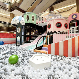 Ensemble de jeux d'intérieur, système de jeu interactif, structures de jeux souples, mur d'escalade pour enfants avec piscine à balles, toboggans, carrousel - Product Image 5