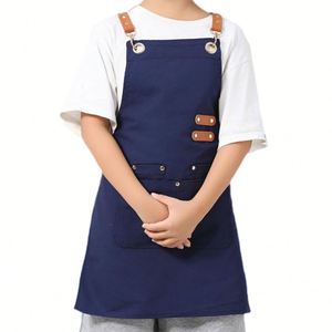 Tablier de cuisine de haute qualité avec logo personnalisé, poches, imperméable, pour la cuisine, la pâtisserie, la peinture, l'école - Product Image 5