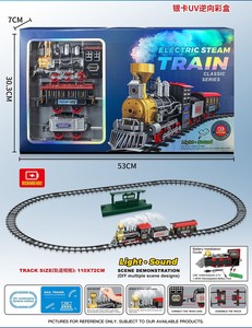 Set Treno Elettrico EPT con Locomotiva a Vapore, Effetto Fumo, Luci e Suoni, Batteria Ricaricabile, Giocattolo Fai-da-Te con Cavo USB - Product Image 1