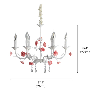 Lustre français rétro pastoral pour mariage, chambre à coucher, hôtel, en métal, céramique, cristal, LED, haute qualité, nouveau, unique, <span class=keywords><strong>Eden</strong></span> Rose - Product Image 6