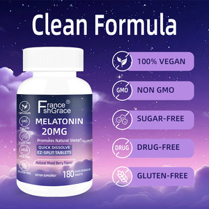Fabricant de compléments alimentaires à base de mélatonine, 20 mg, sans baies, sans gluten, améliore le sommeil, 180 comprimés de mélatonine à dissolution rapide - Product Image 4