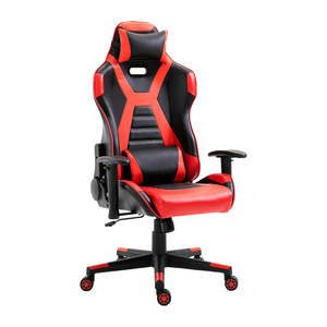 Chaise de jeu de bureau à dossier haut, chaise de course rouge pivotante réglable et confortable pour jeux informatiques, chaise de jeu pour PC - Product Image 2