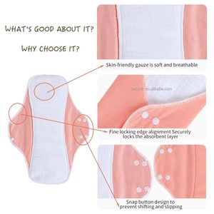 Serviettes hygiéniques en coton réutilisables en gros pour femmes, respirantes, avec ailettes, anti-fuites, ultra-absorbantes, 3 couches - Product Image 3