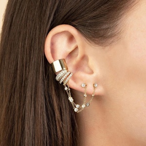 Gemnice Fashion 925 Sterling <strong>Silver</strong> <strong>Long</strong> Chain Luxury Rhinestone Ear Cuff <strong>Earring</strong> - Product Image 6