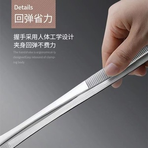 Korean-<b>style</b> BBQ tongs, stainless steel food tongs, 304 stainless steel, household BBQ tongs, kitchen steak tongs. - Product Image 2