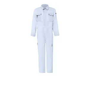 Custom bule 65 polyester 35 cotton technician uniform workwear white embroidered coverall for men work wear