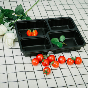 3 4 5 6 scomparti BPA Free 1000ml congelatore microonde scatole per il pranzo usa e getta Bento box plastica pp to go box vassoi per pasti neri - Product Image 2