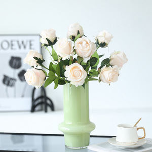 New Porsche <b>Rose</b> Artificial Flower Bouquet Silk <b>Rose</b> High Simulation Home Decor Wedding Props - Product Image 3