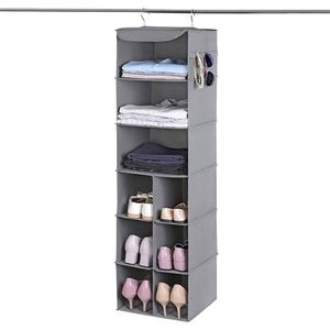 6-Shelf Foldable Linen Closet Organizer Multipurpose Hanging Storage for Clothing <b>Shoes</b> Collapsible <b>Wardrobe</b> Hanging Organizer - Product Image 3