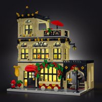 Blocs de construction de restaurant occidental moderne avec kit d'éclairage LED, jouet de construction en plastique ABS pour les 14 ans et plus