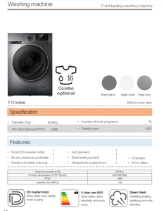Sèche-linge automatique mural OLYAIR à pompe à chaleur inversée 7 kg, boîtier en acier inoxydable, énergie écoénergétique deux étoiles, blanc verre - Product Image 4