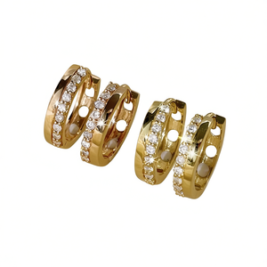 Boucles d'oreilles en or E2947 pour femmes, classiques, rondes, taille brillant, couleur G, diamants naturels, à porter au quotidien, plaquées or - Product Image 1