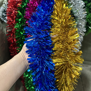Pita Garland Pohon Natal Laris Manis Lintas Negara, Serat Warna-Warni, Hiasan Bulu, Kawat Logam, Desain Dapat Disesuaikan 2M - Product Image 4