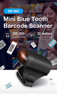 QUNSUO-S02 Escáner de Código de Barras Inalámbrico Portátil con Bluetooth, Escáner de Anillo de Código de Barras 1D/2D