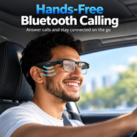 Lunettes Intelligentes IA Demi-Monture avec Caméra 8MP, Photos 32MP, Vidéo 1200P, Bluetooth 5.4, WiFi, Traduction, Reconnaissance d'Objets, Audio à Oreille Ouverte, IP65