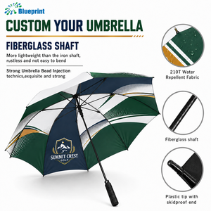 Parapluie de golf manuel coupe-vent à couche unique en fibre de verre, grand format, personnalisé avec impression numérique couleur pour clubs, événements et magasins professionnels - Product Image 3