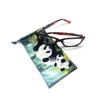 Stockage de lunettes/lunettes de soleil en microfibre anti-poussière à impression personnalisée sac de transport avec cordon pochette accessoires de lunettes
