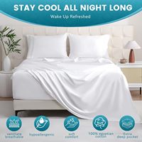 Ensemble de draps King 300 coton de qualité supérieure 100% T Ensemble de draps de lit 4 pièces à poches extra profondes