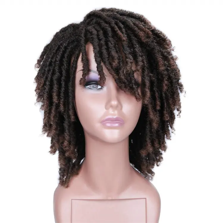Высококачественный термостойкий парик для дредов, короткие скрученные парики для чернокожих женщин и мужчин, афро вьющиеся синтетические парики для наращивания волос