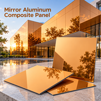 Panneau composite en aluminium miroir gris 3 mm, plaque ACP pour la décoration de cloisons de bureau