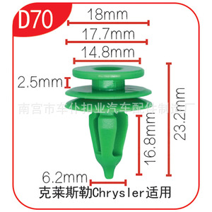 Clip de Plástico Verde Chrysler D70 de 18 mm de Diámetro para Fijación de Panel de Puerta - Product Image 1