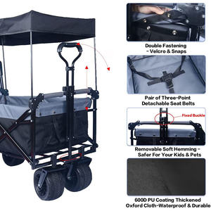 Chariot de camping pliable NapFox avec auvent, roues tout-terrain, pliable pour les courses et l'extérieur - Product Image 4