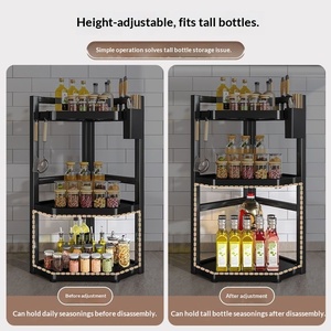 Estante Metálico Triangular de Doble Nivel para Especias, Tipo Soporte de Cocina, Sin Perforaciones - Product Image 2