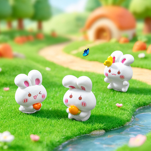 Miniature Landscape Cute Carrot Heart-shaped <b>Bunny</b> Figurine PVC DIY Garden Decoration <b>Accessory</b> Desktop Ornament - Product Image 3