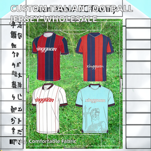 Maillot de football d'été personnalisé, vente en gros d'usine, club de football italien, respirant, anti-humidité, 100% polyester, OEM - Product Image 2