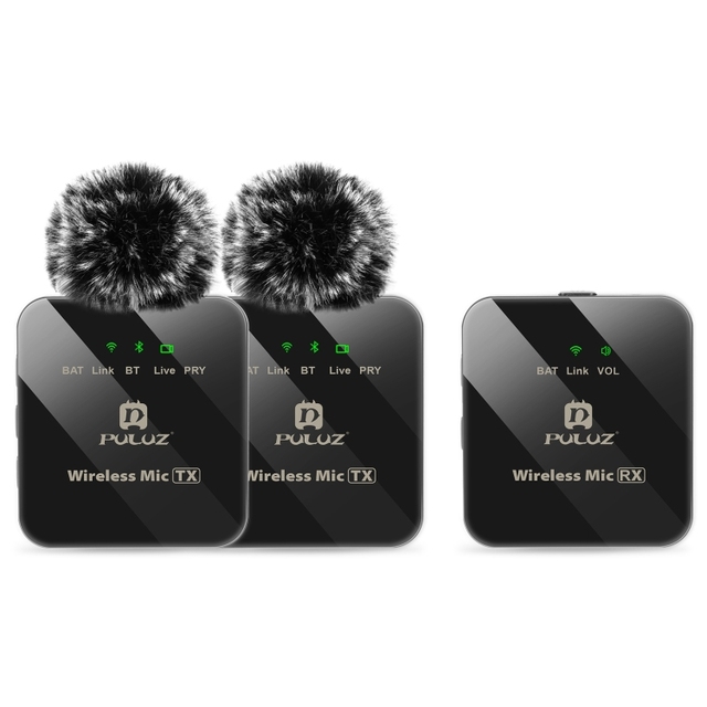 PULUZ 2 TX + 1 RX Wireless Lavalier Microphone with Free Storage Box