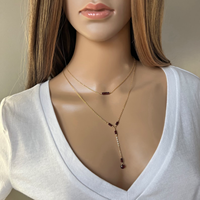 Zooying minuscule pierre précieuse délicate grenat pierre naturelle collier goutte de larme minuscule bijoux janvier pierre de naissance Y collier