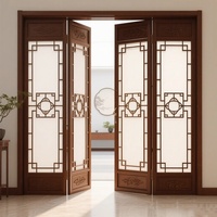 Paravent décoratif en bambou, style chinois moderne, peinture à l'encre, design en treillis, esthétique de la dynastie Song, porte coulissante pliante, sur mesure