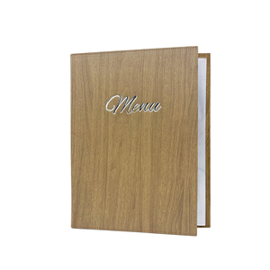 Carpeta de Menú de Cuero con Diseño de Madera, Tamaño A4, con Fundas Transparentes, para Restaurante, MOQ Bajo - Product Image 2