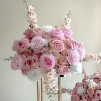Boule de fleurs artificielles roses assortie pour centre de table d'hôtel, mariage et décoration de festival