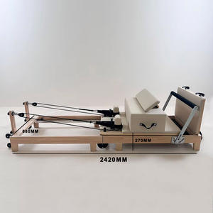 Máquina de Pilates Reformer Plegable de Madera de Roble Blanca, Portátil y Ahorradora de Espacio para Uso en Casa o Estudio - Product Image 4