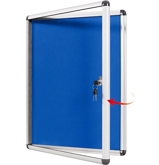 MAKELLO Lockable Noticeboard 980x720mm, Display Pinboard Case For