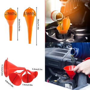 SOOLU Ensemble de 10 entonnoirs automobiles flexibles à angle droit en plastique/PVC pour huile/eau/refroidissement, avec filtre à bec détachable, noir - Product Image 4