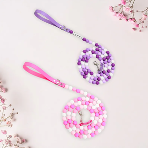 Guinzaglio personalizzato colorato impermeabile cane con perline per cani in PVC morbido Pet guinzaglio Set fascino all'ingrosso - Product Image 4