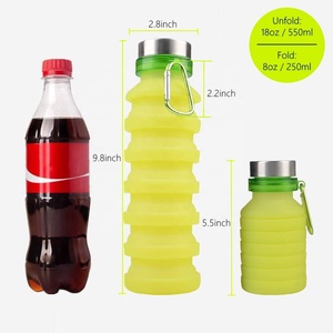 Carabiner Reusable Silicone Foldable <strong>Water</strong> <strong>Bottles</strong> Gym Camping Hiking Portable Leak Proof Sports <strong>Water</strong> Collapsible <strong>Water</strong> <strong>Bottle</strong> - Product Image 3