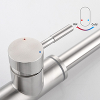 Robinet de cuisine à économie d'eau, à poser sur le plan, en nickel brossé avec lumière LED à changement de couleur (3 couleurs), eau chaude et froide