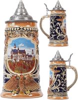 NENBOLEC 0,7 Litre Chope Moderne Écologique Allemande Style Château Oktoberfest Bavarois Viking en Porcelaine avec Couvercle – Cadeau
