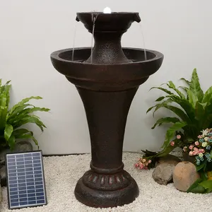 Garden Suppliers Black Color 2-Tier Waterfall Solar Fountain Solar Water Fountain for Patio Ornaments