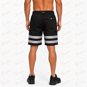 Shorts de travail noirs pour hommes avec bandes réfléchissantes et poches cargo - Product Image 5