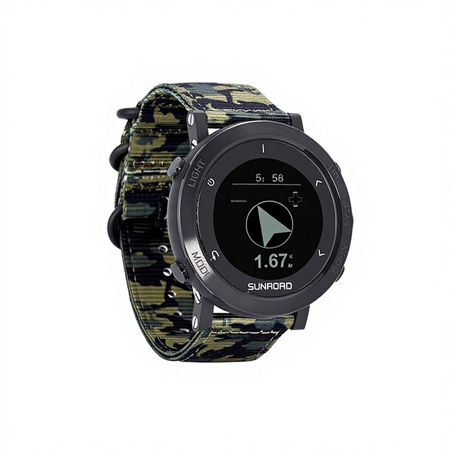 Sunroad GPS Heart Rate Running Watch Mountaineering Waterproof Barometric Pressure Altitude Compass Smart Men Wristwatch