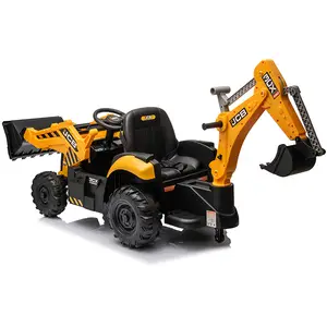 Mainan traktor listrik 12V, traktor dengan muatan dan penggali balita naik mainan