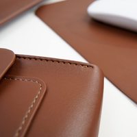 Ensemble de housse pour ordinateur portable en cuir personnalisé, housse en cuir PU avec petite pochette, tapis de souris et organisateur de câbles, étui pour ordinateur portable en cuir