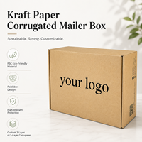 Boîte d'expédition en carton ondulé Kraft avec logo personnalisé, emballage pliable auto-scellant, écologique, pour chaussettes en carton recyclable