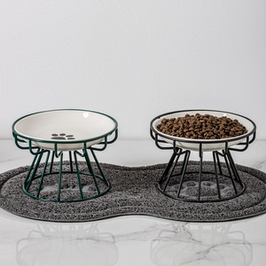 Prato Elevado de Cerâmica para Gatos com Suporte de Metal, Tigela Elevada para Ração de Animais de Estimação, Comedouro para Gatos e Cães Pequenos - Product Image 5
