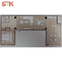 HEPOD Maison Capsule Modulaire en Forme de U à Trois Modules 96 m² 26 t Corps Blanc Assemblage Sans Soudure Contour Arrondi