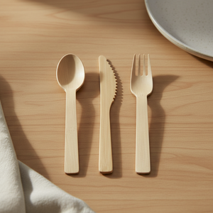 Wholesale <b>Tableware</b> for Parties-Compostable Bagasse <b>Disposable</b> Cutlery Set Sugarcane Pulp Fork Spoon Knife Food - Product Image 4